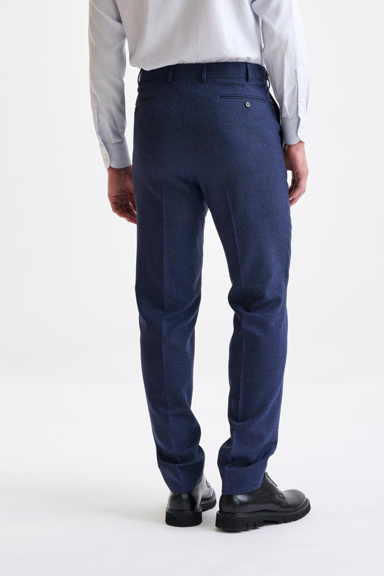 Dark Blue Wool Farley Trousers Lifestyle - View Five