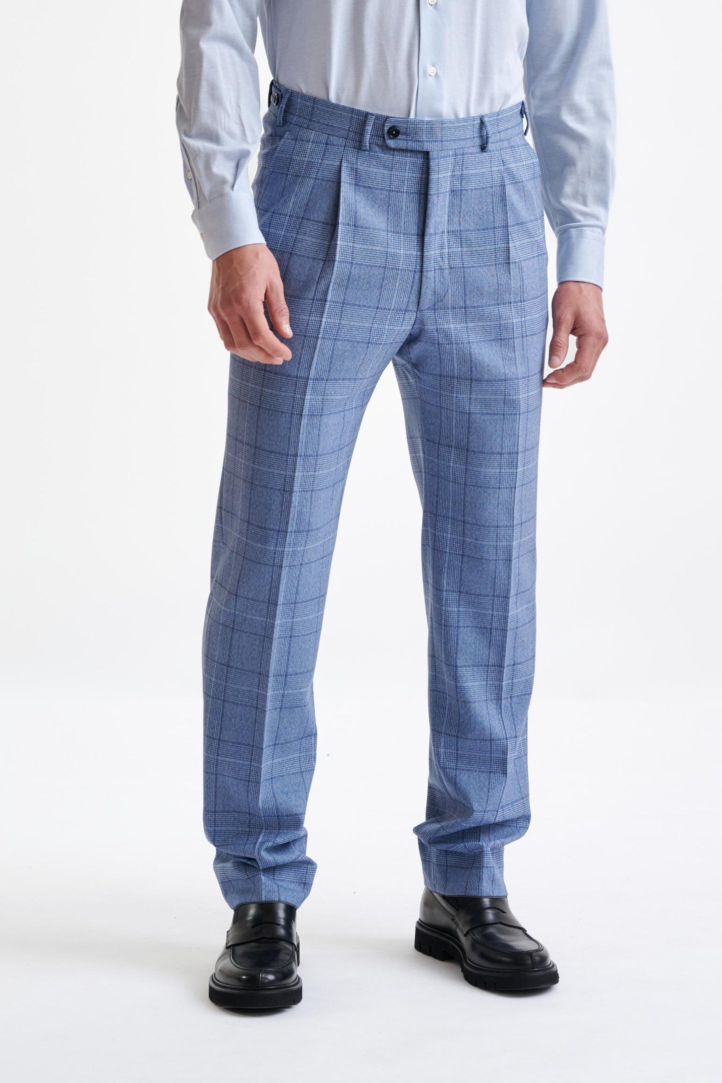 Mid Blue Wool Farley Trousers Lifestyle