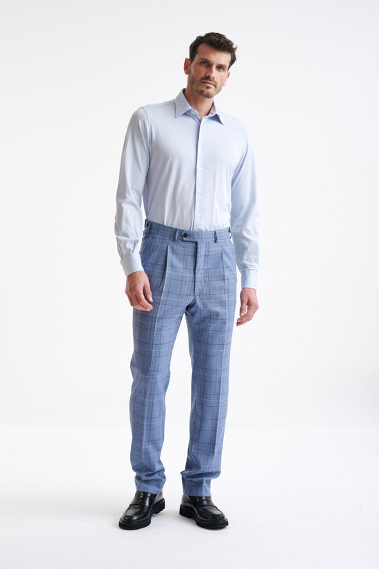 Mid Blue Wool Farley Trousers Lifestyle - View Two