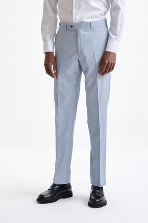 Light Blue Wool & Cotton Farley Trousers Lifestyle - View Two