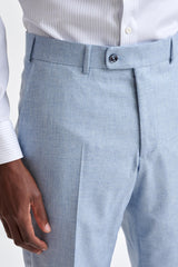 Light Blue Wool & Cotton Farley Trousers Lifestyle - View Three