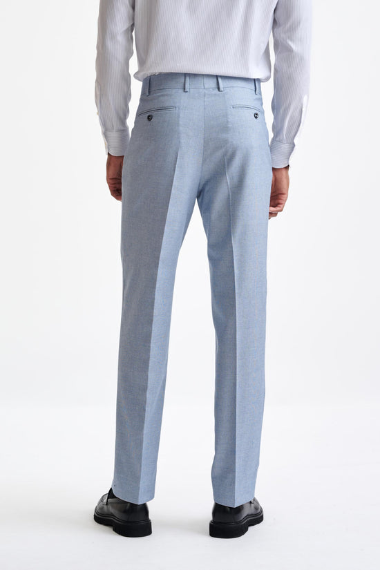 Light Blue Wool & Cotton Farley Trousers Lifestyle - View Five