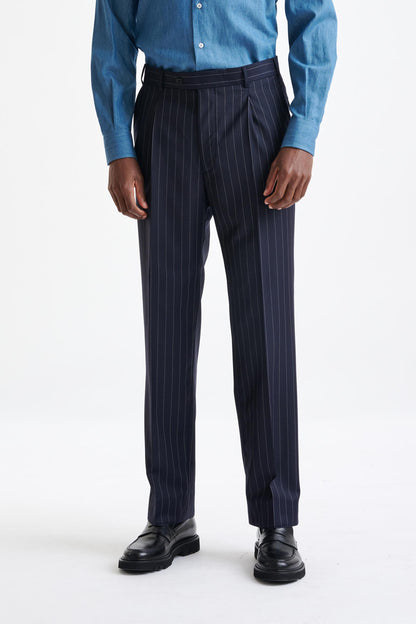 Navy Super 100's Merino Wool Farley Trousers The Royal - View One