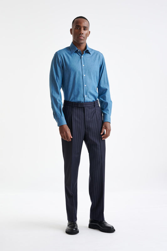 Navy Super 100's Merino Wool Farley Trousers The Royal