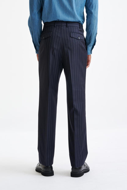 Navy Super 100's Merino Wool Farley Trousers The Royal - View Five