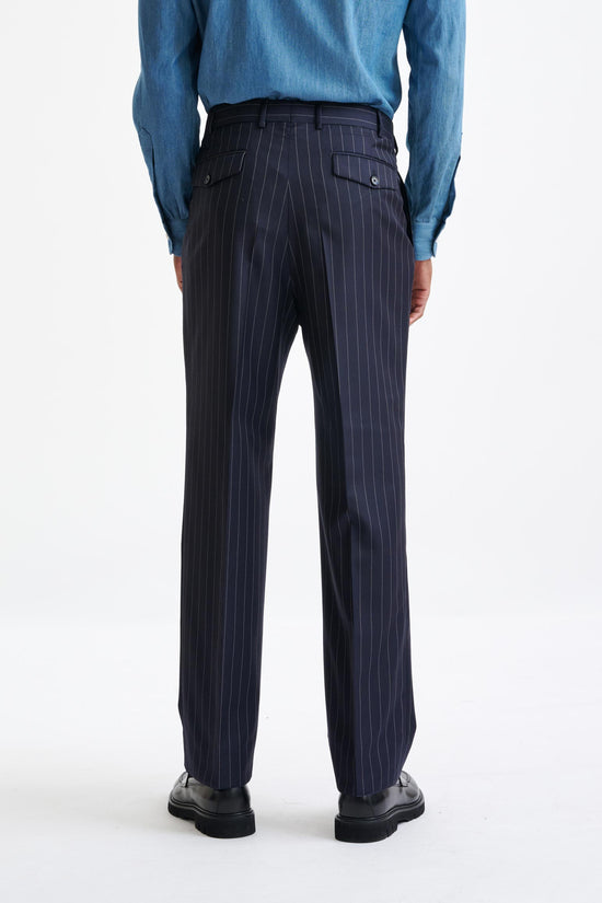 Navy Super 100's Merino Wool Farley Trousers The Royal - View Five