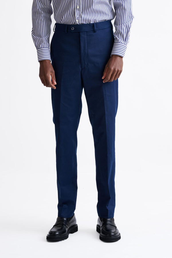 Marineblauwe Super 100's Farley-broek Van Merinowol The Royal