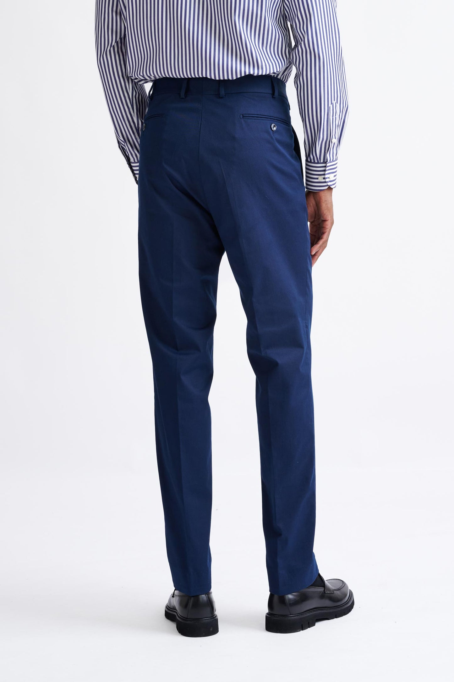 Navy Blue Super 100's Merino Wool Farley Trousers The Royal