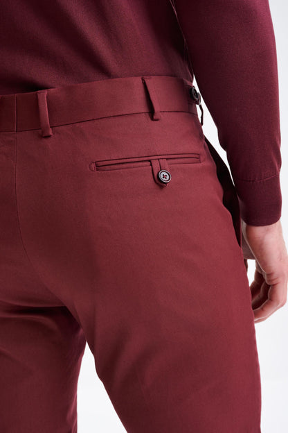 Burgundy Cotton Gibbet Trousers Cashmere Cotton - View Four