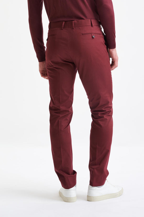 Burgundy Cotton Gibbet Trousers Cashmere Cotton - View Five