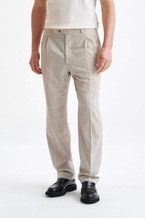 Beige Wool Farley Trousers Lifestyle - View One