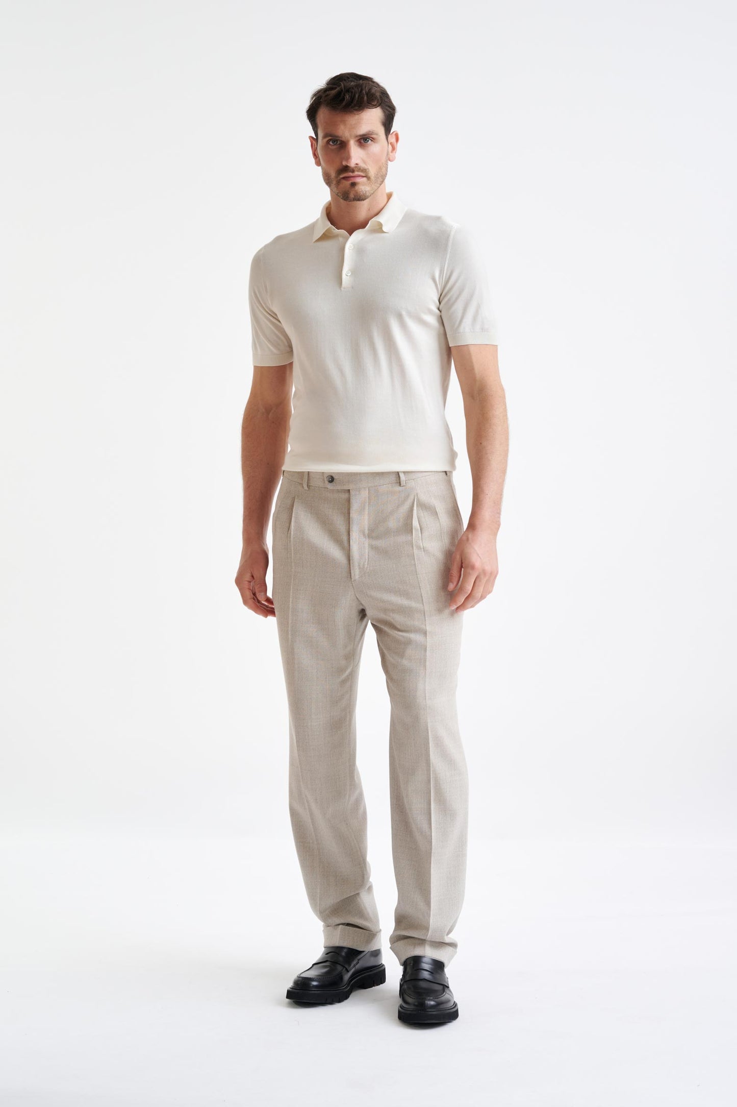 Beige Wool Farley Trousers Lifestyle