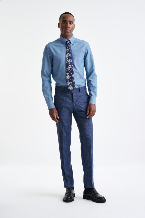 Pantalones Farley De Lana Y Lino Azul Oscuro Lifestyle