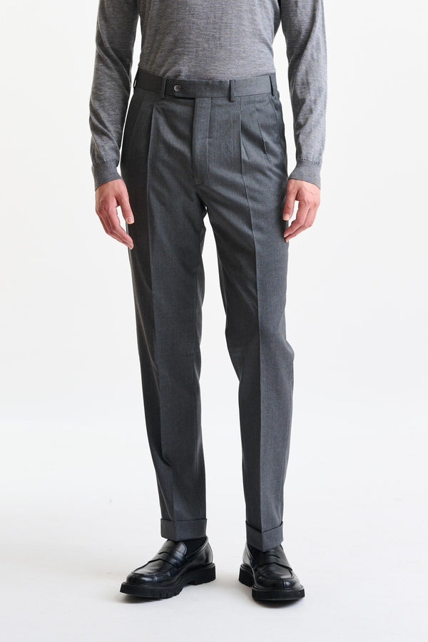 Grey 100% Wool Farley Trousers New Deluxe