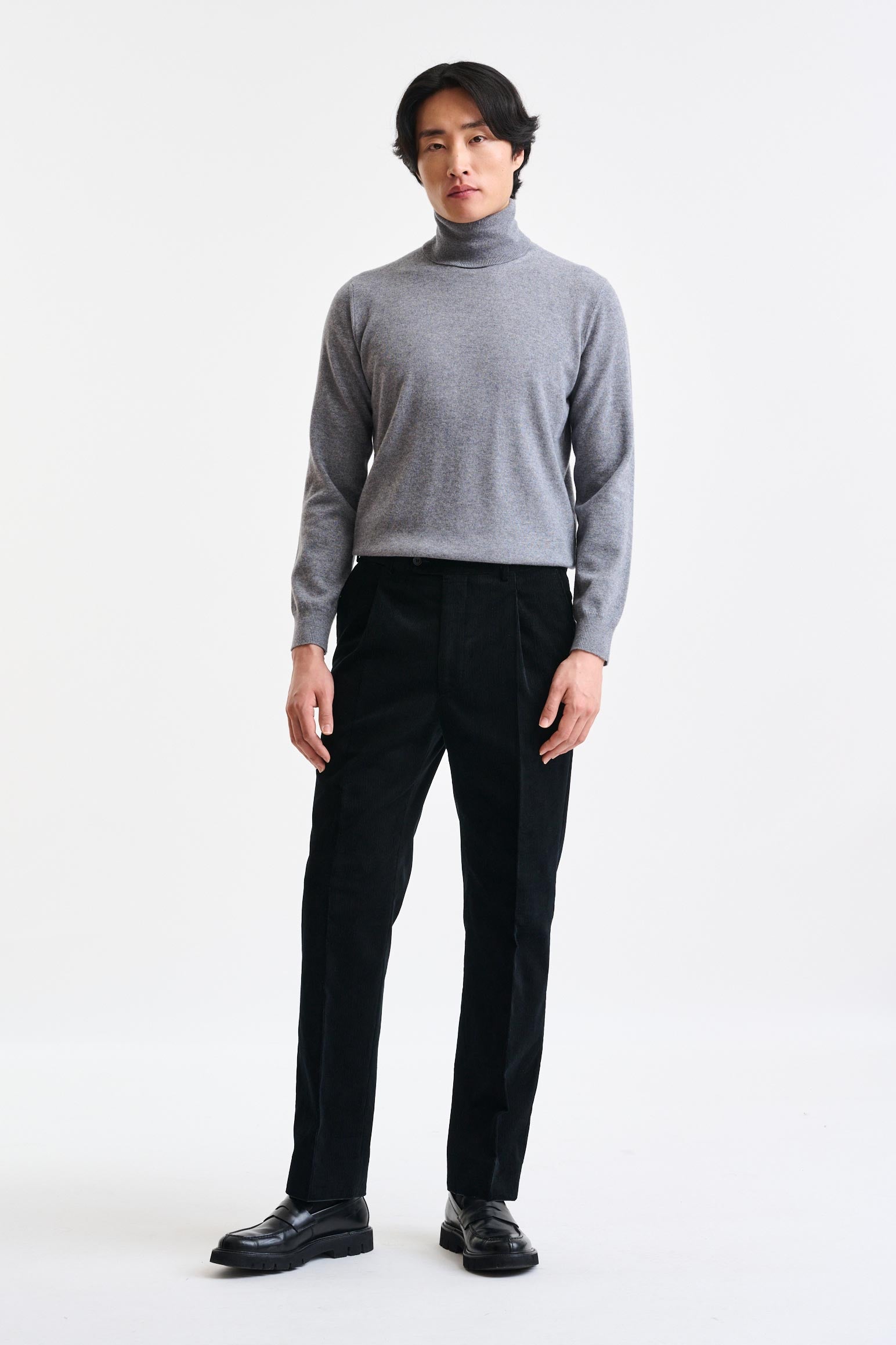 Black 100% Wool Farley Trousers Corduroy - Image 2