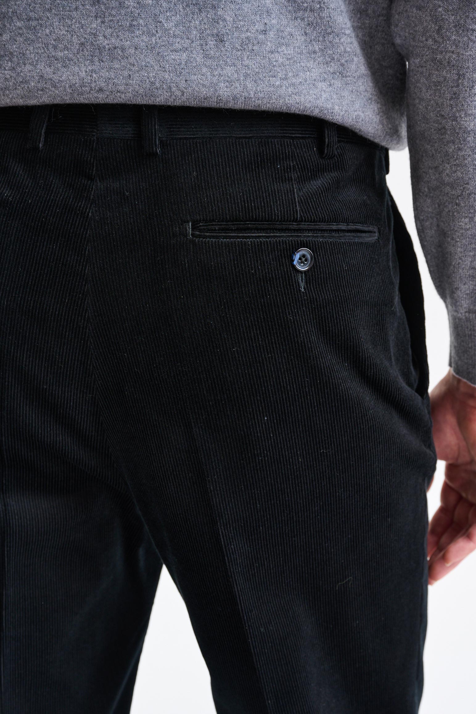 Black 100% Wool Farley Trousers Corduroy - Image 4