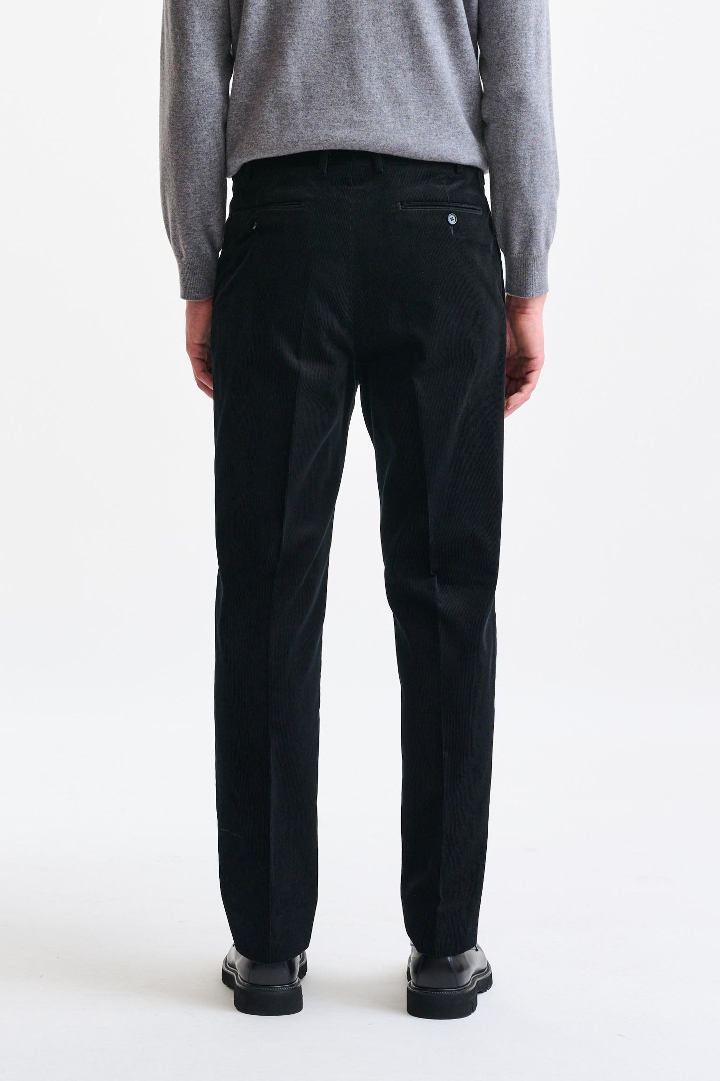 Black 100% Wool Farley Trousers Corduroy - Image 5