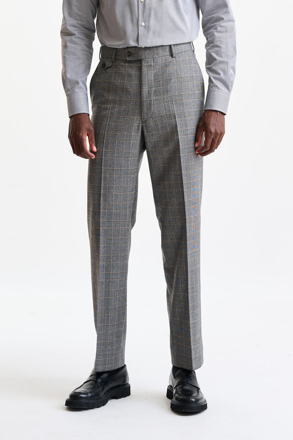 Grey Wool Farley Trousers Flannel & Saxony