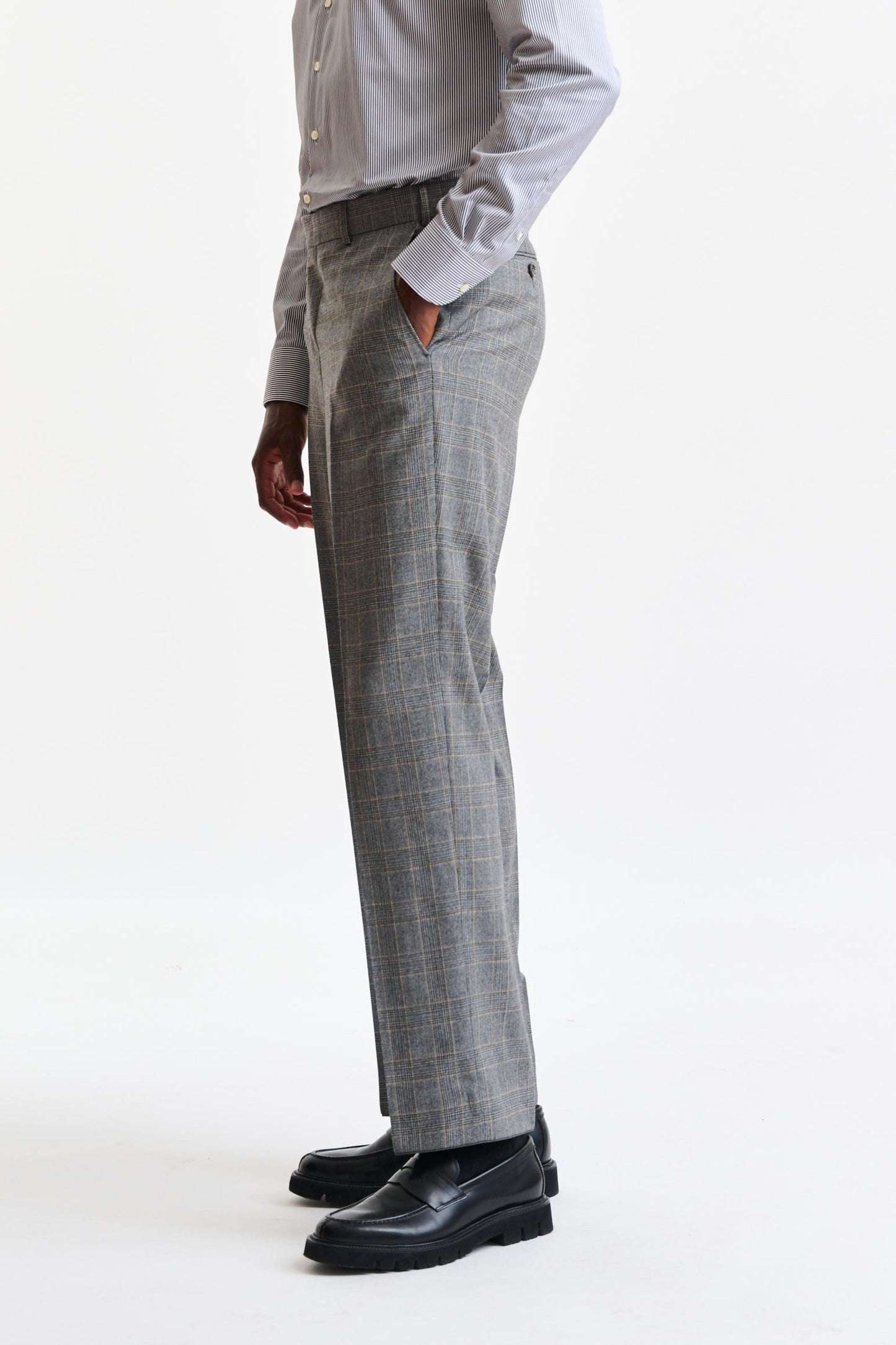 Grey Wool Farley Trousers Flannel & Saxony - Image 4