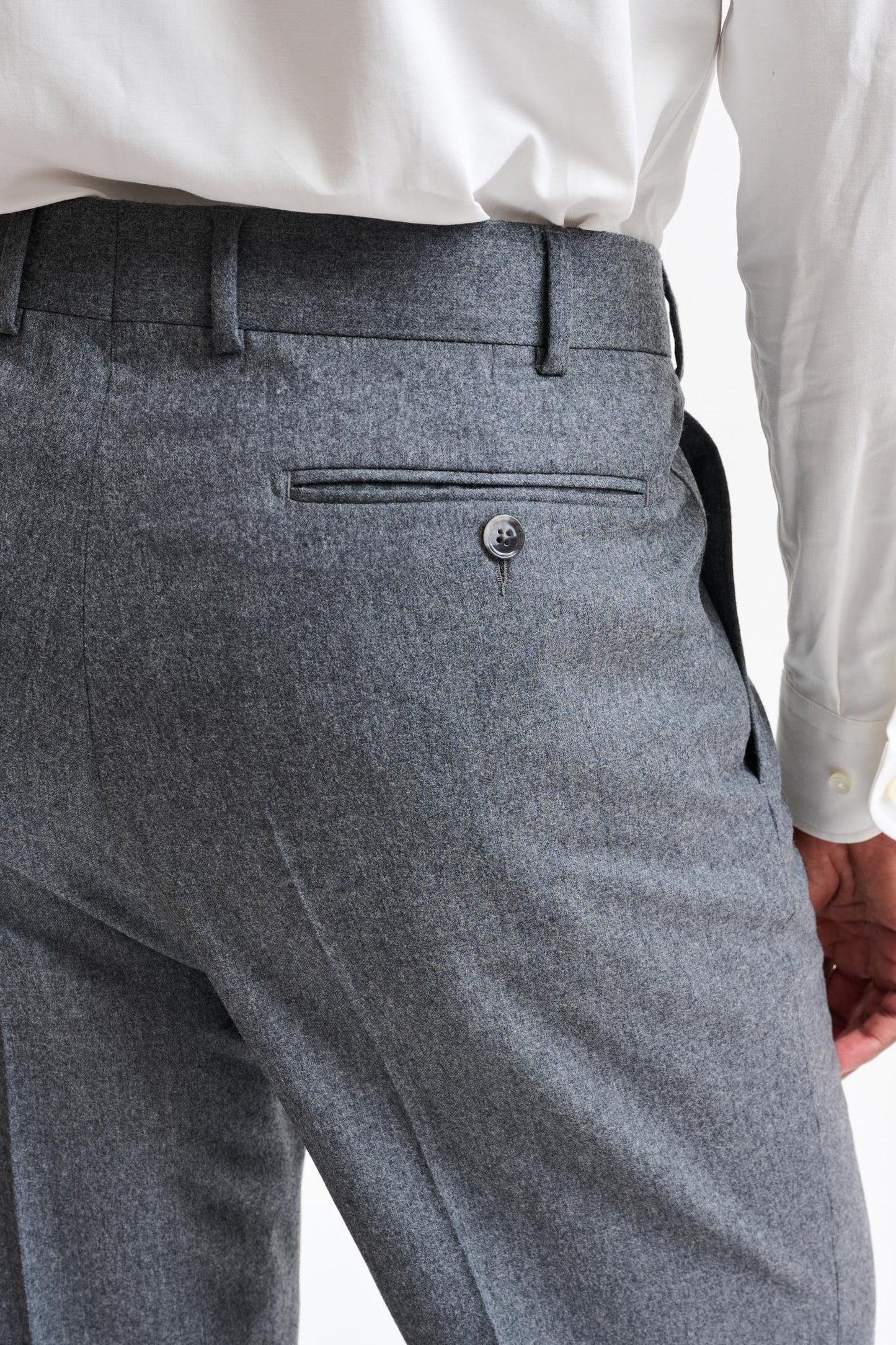 Light Grey 100% Wool Farley Trousers Flannel & Saxony - Image 4