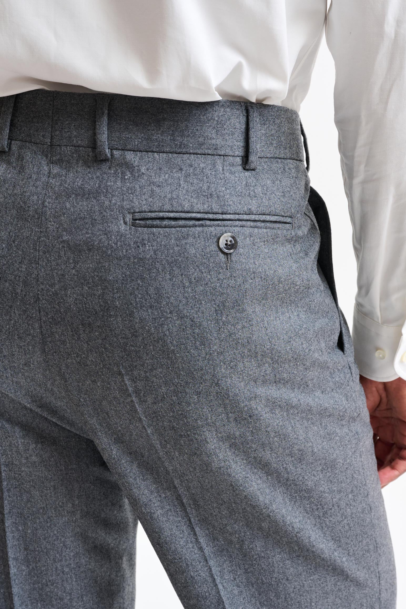 Light Grey 100% Wool Farley Trousers Flannel & Saxony - Image 4