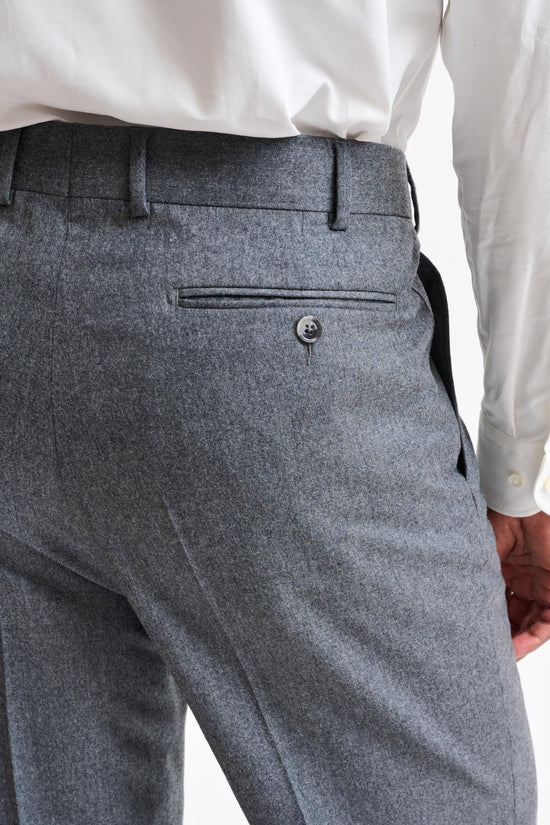 Light Grey 100% Wool Farley Trousers Flannel & Saxony - Image 4