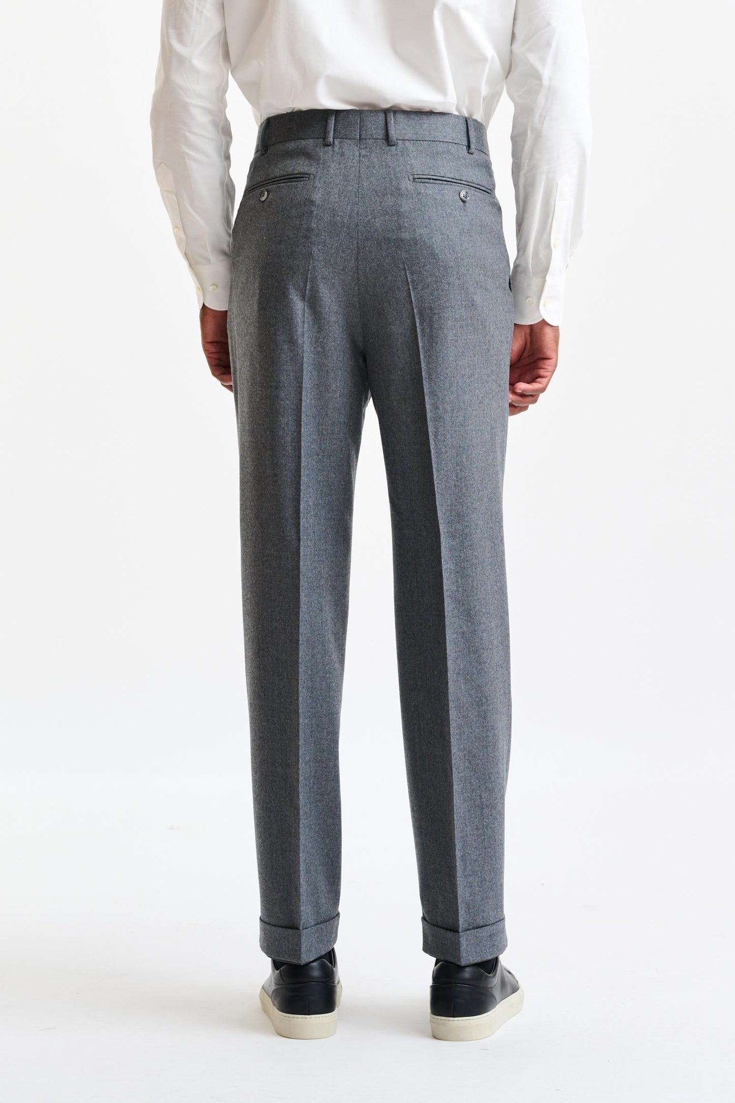 Light Grey 100% Wool Farley Trousers Flannel & Saxony - Image 5