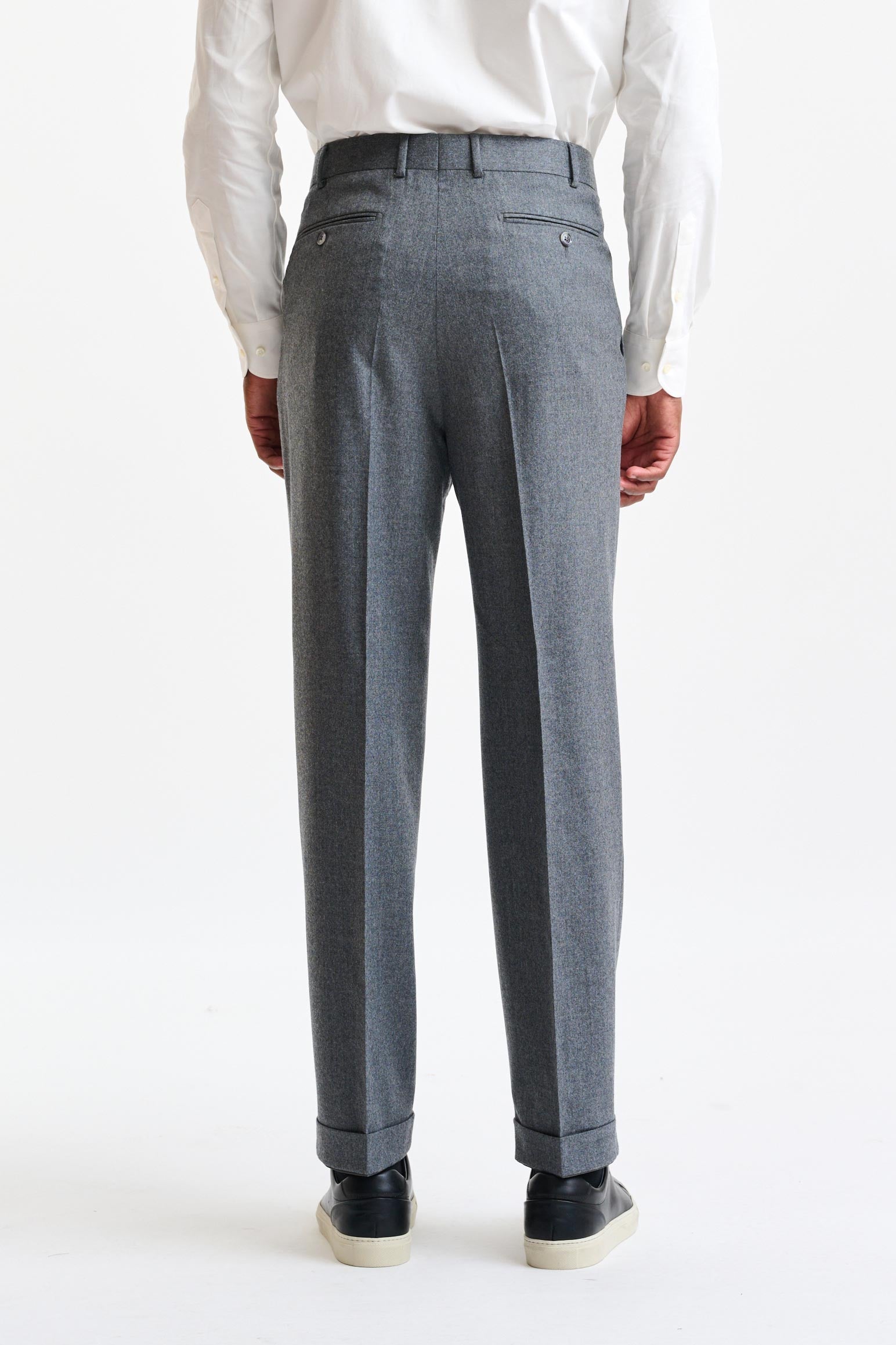 Light Grey 100% Wool Farley Trousers Flannel & Saxony - Image 5