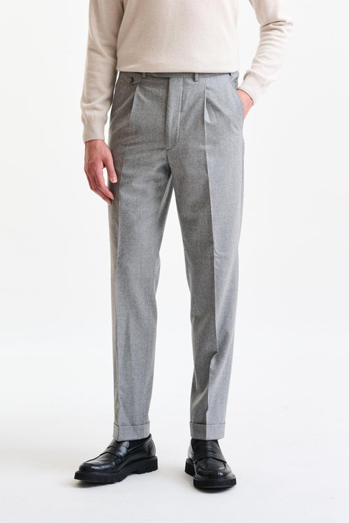 Grey Wool Farley Trousers Flannel & Saxony - Image 1