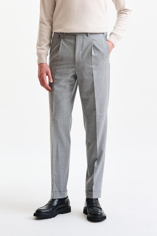 Grey Wool Farley Trousers Flannel & Saxony - Image 1