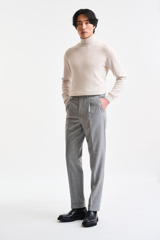 Grey Wool Farley Trousers Flannel & Saxony - Image 2