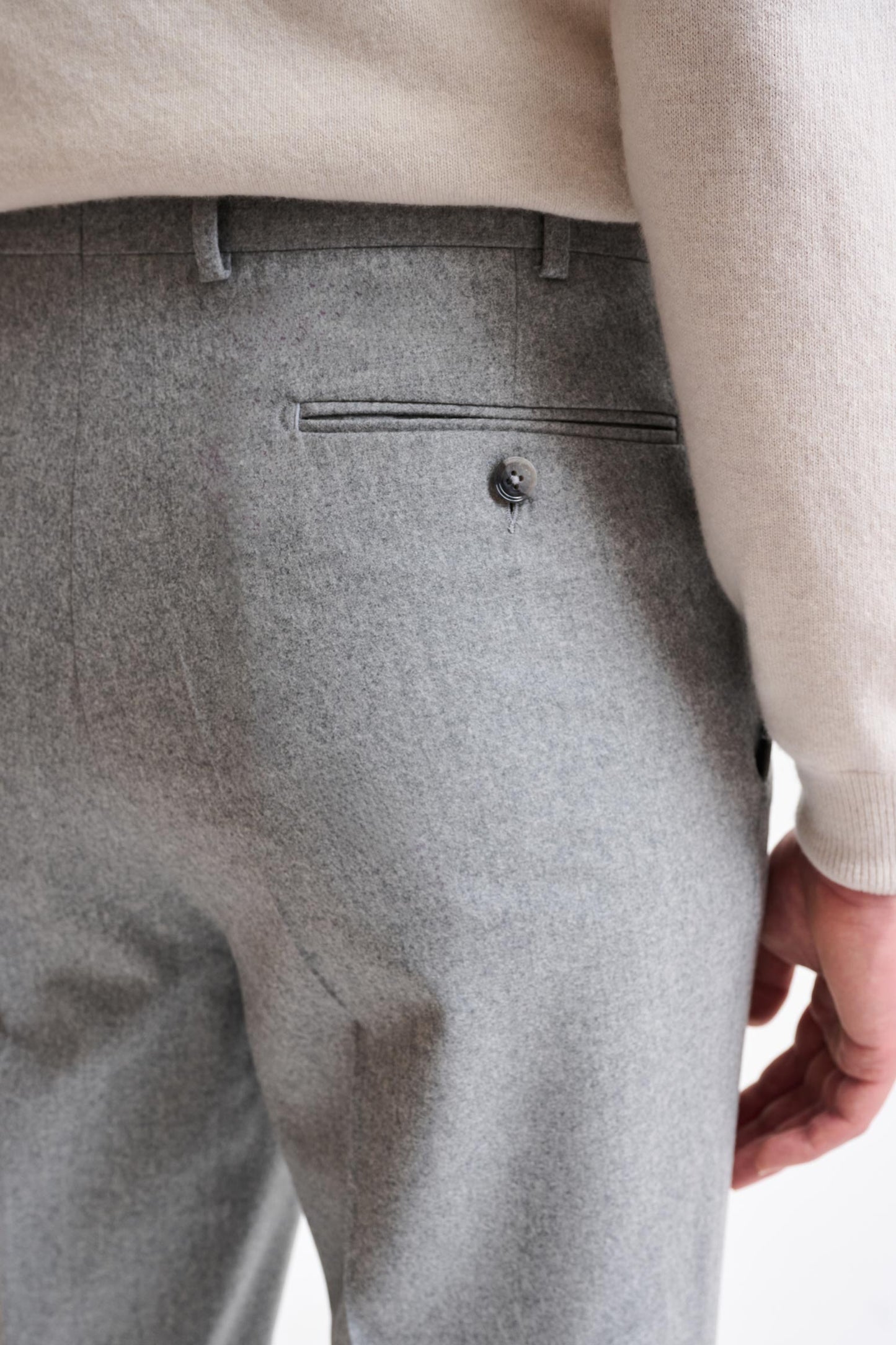 Grey Wool Farley Trousers Flannel & Saxony - Image 4