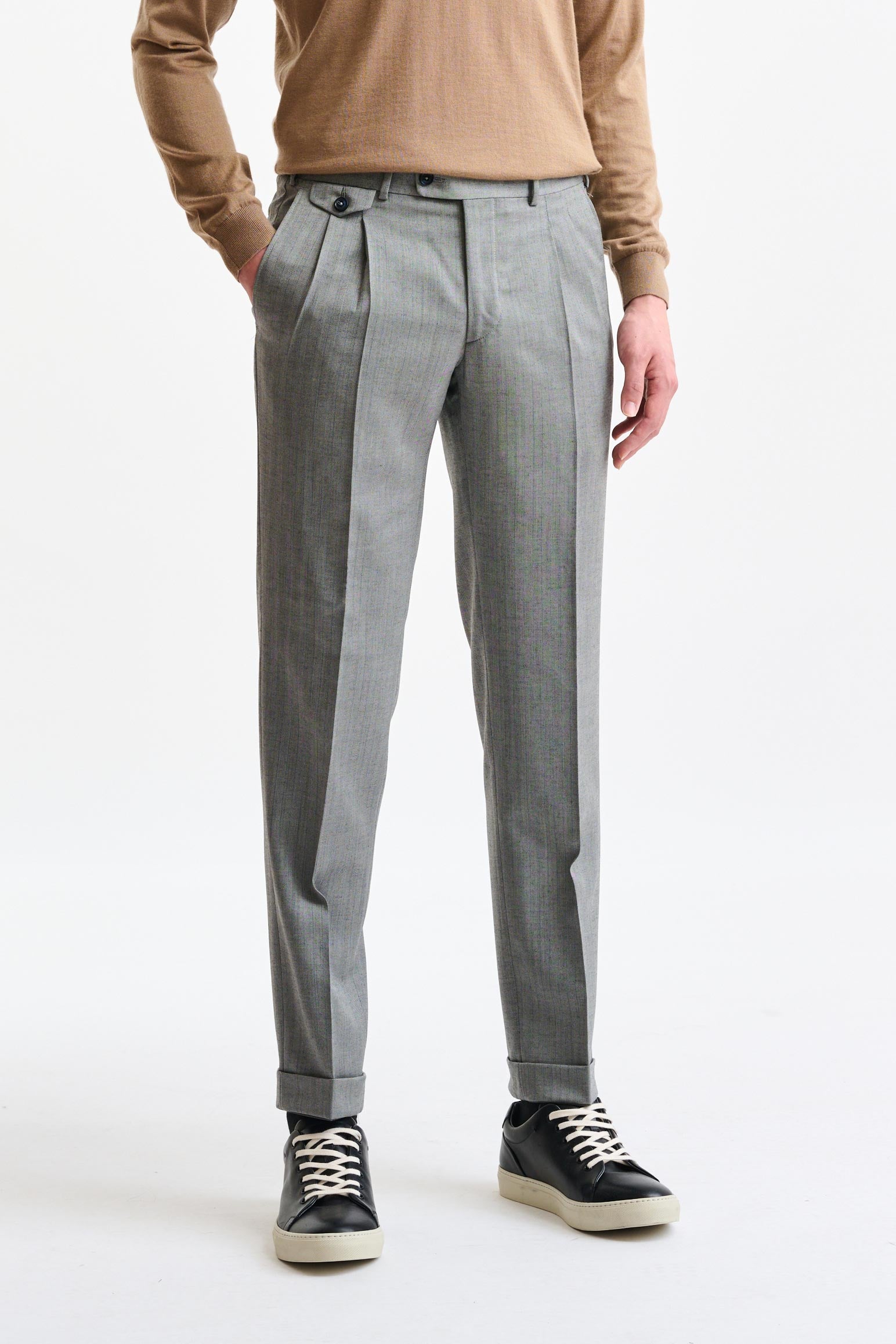Grey Stripped Wool Farley Trousers Galaxy - Image 1