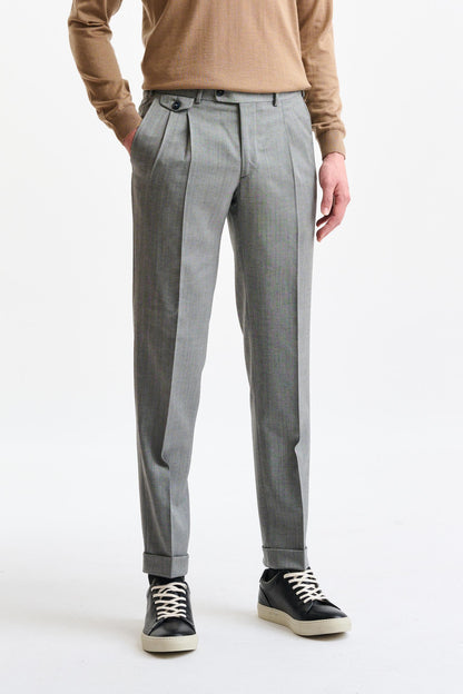 Grey Stripped Wool Farley Trousers Galaxy - Image 1