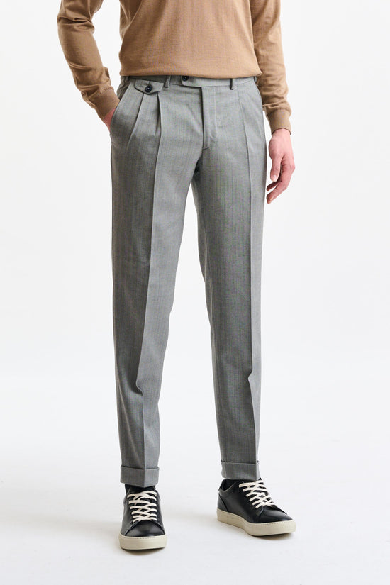 Grey Stripped Wool Farley Trousers Galaxy - Image 1