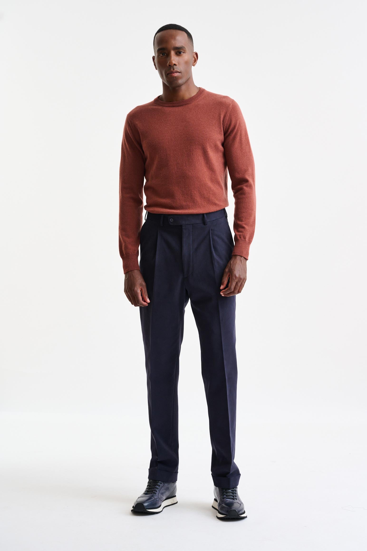 Blue Cashmere and Cotton Farley Trousers Corduroy & Cotton - Image 2