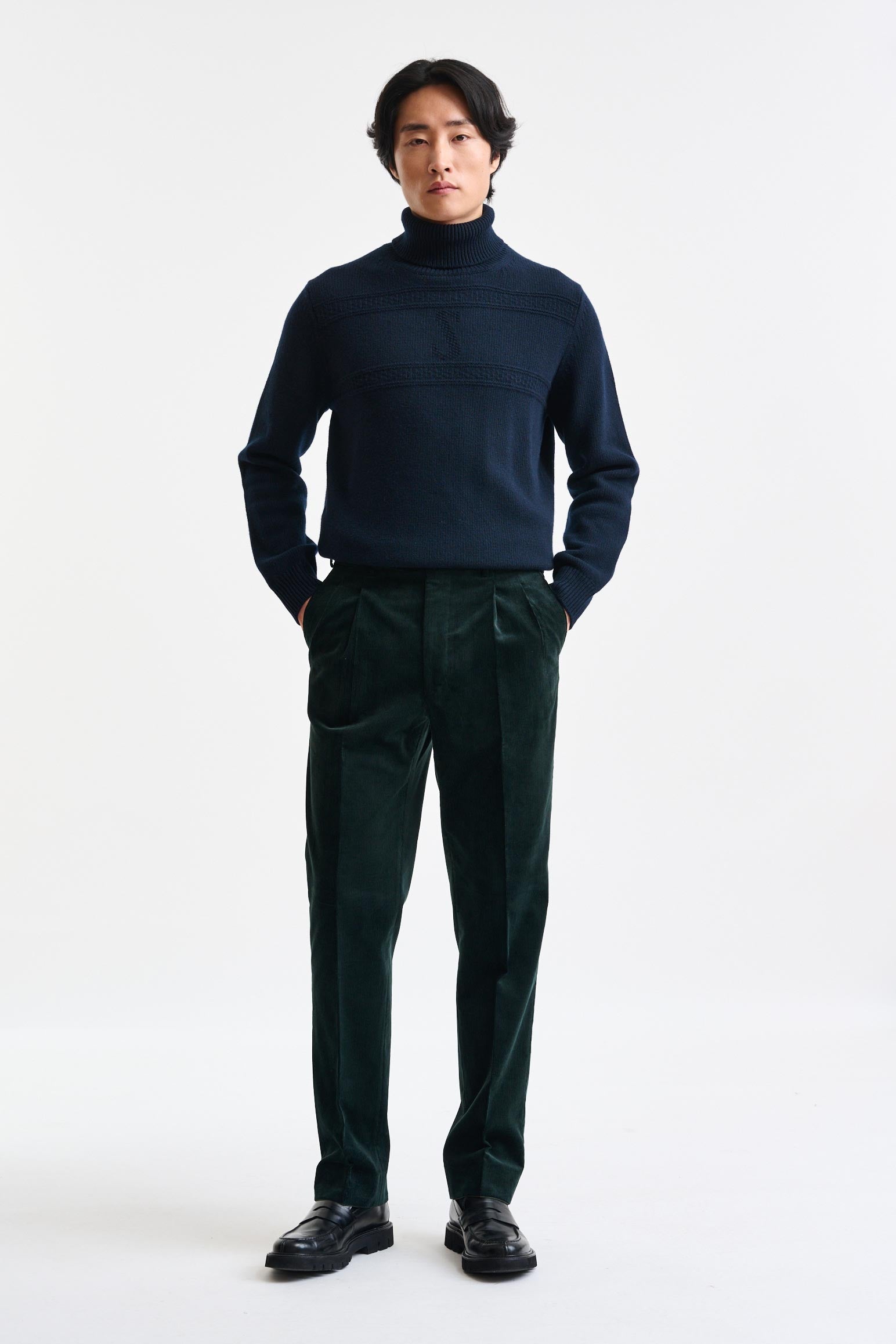 Green Cashmere and Cotton Farley Trousers Corduroy - Image 2
