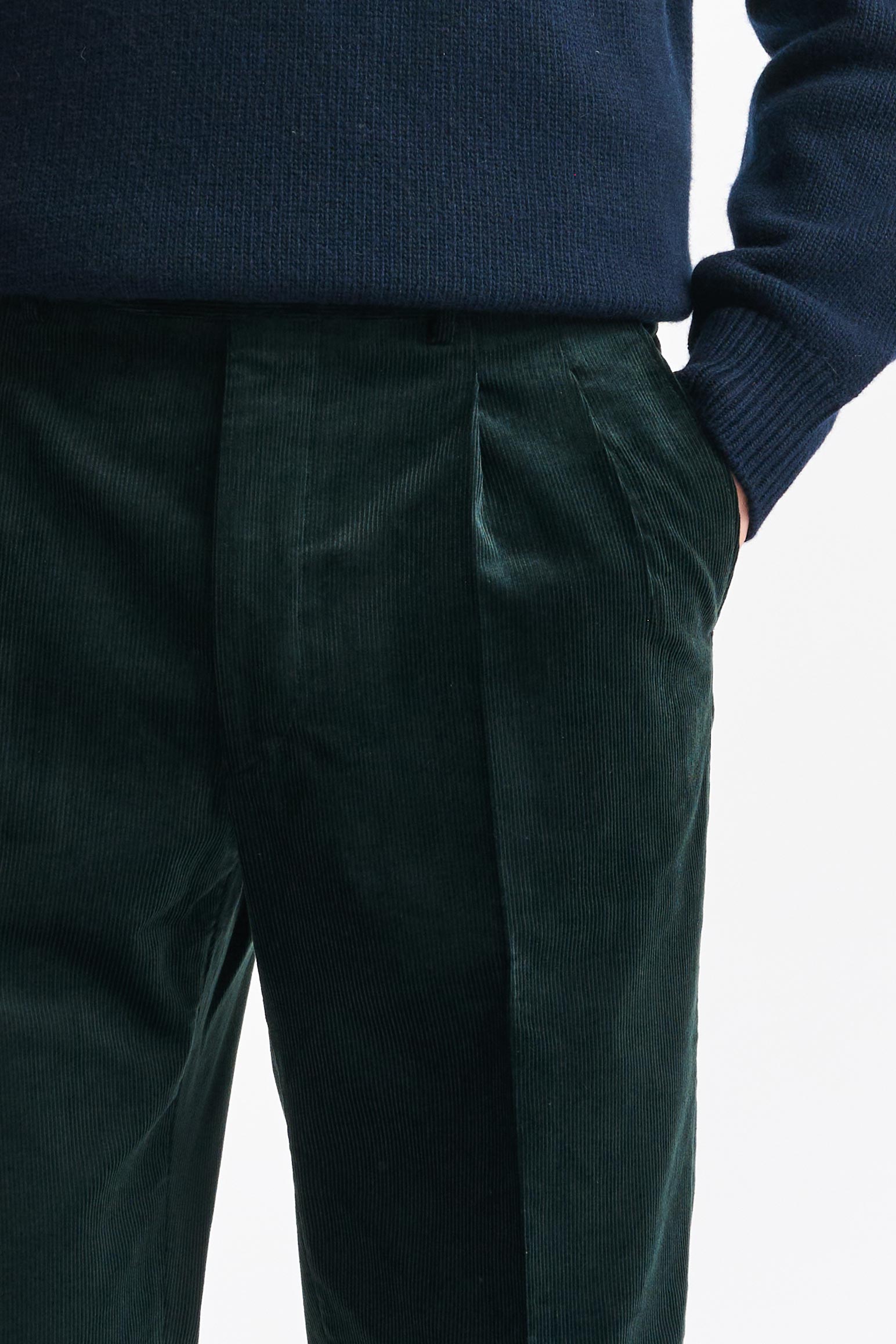 Green Cashmere and Cotton Farley Trousers Corduroy - Image 3
