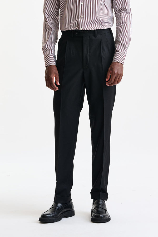 Zwart-witte Wollen Farley-broek Van Flannel & Saxony