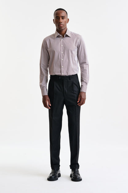 Black 100% Wool Farley Trousers Flannel & Saxony - Image 2