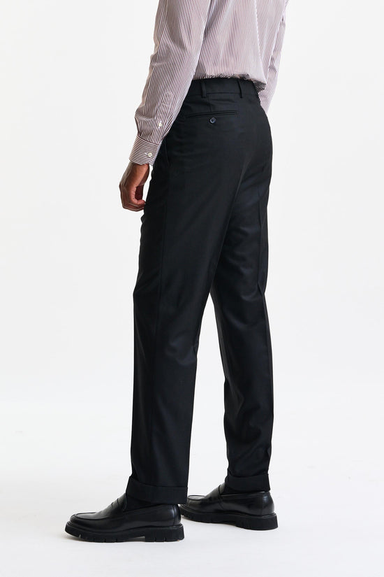 Black 100% Wool Farley Trousers Flannel & Saxony - Image 4