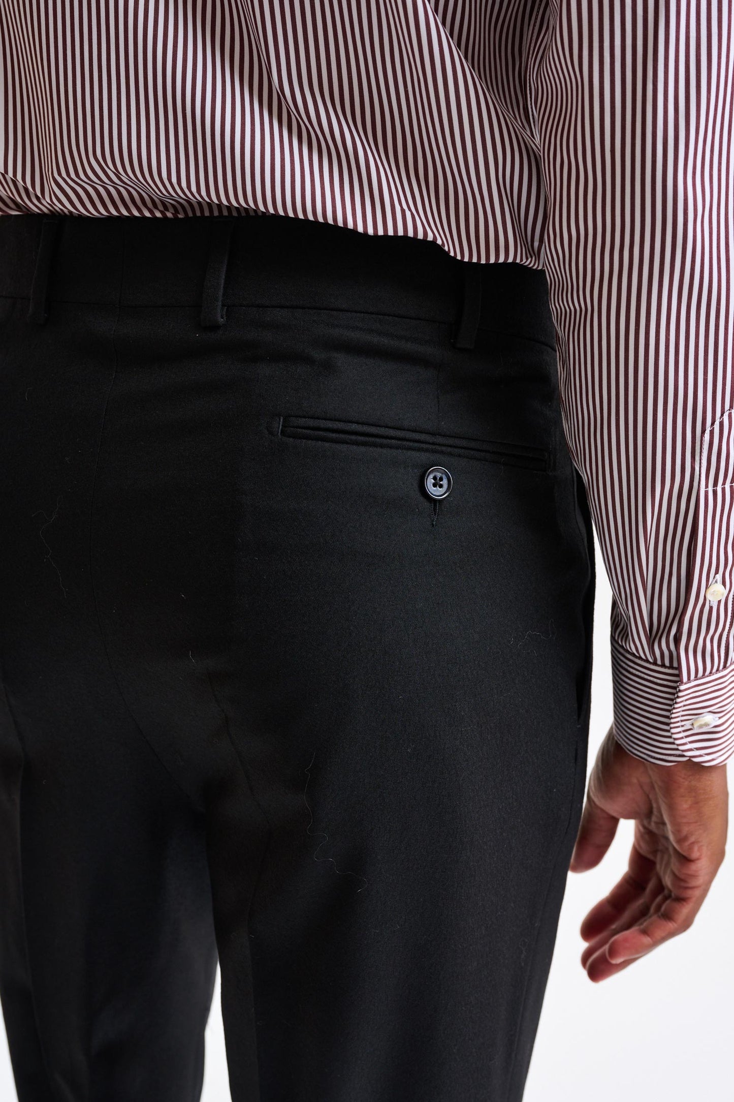 Black 100% Wool Farley Trousers Flannel & Saxony - Image 5