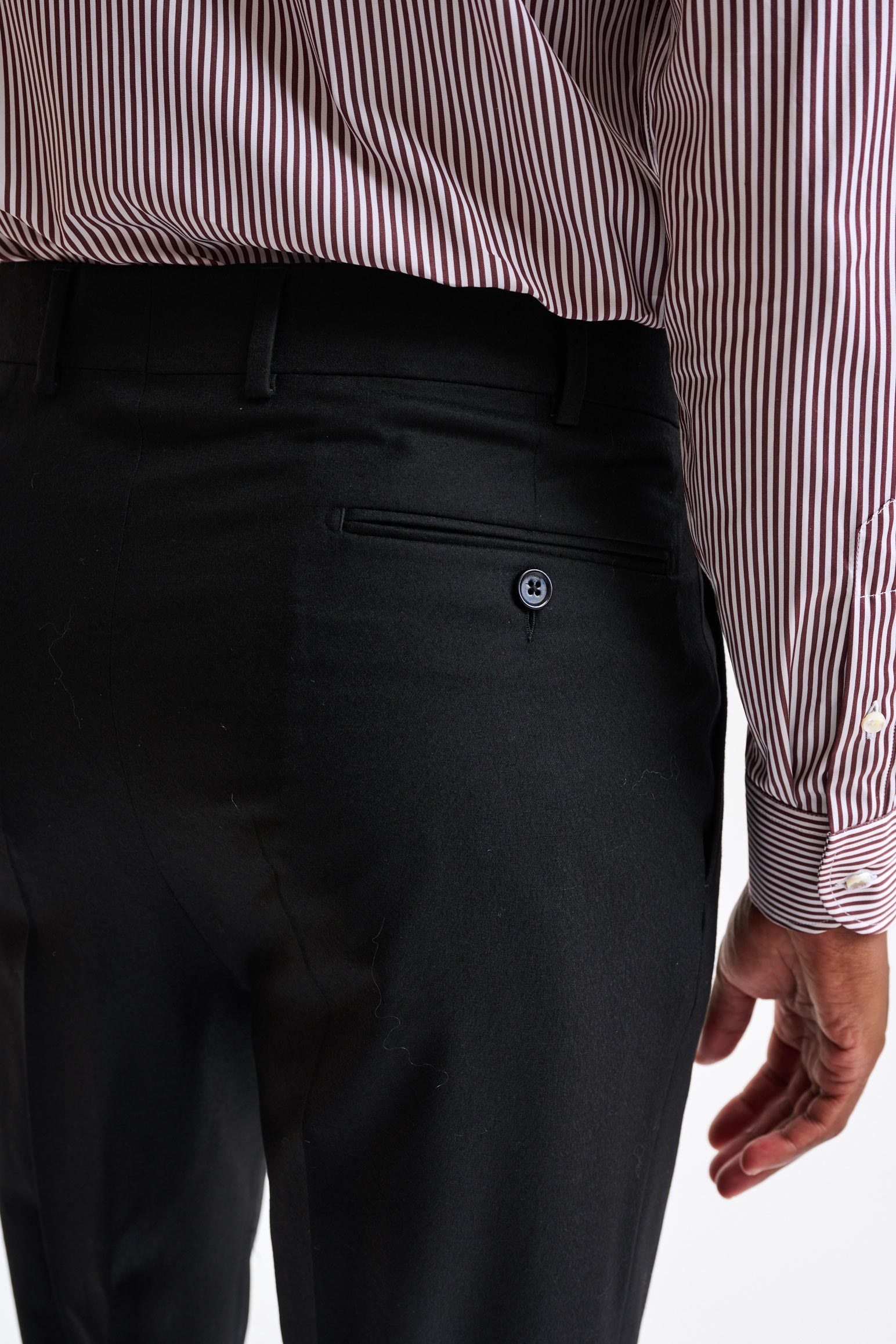 Black 100% Wool Farley Trousers Flannel & Saxony - Image 5