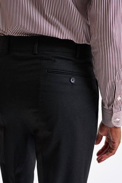 Black 100% Wool Farley Trousers Flannel & Saxony - Image 5