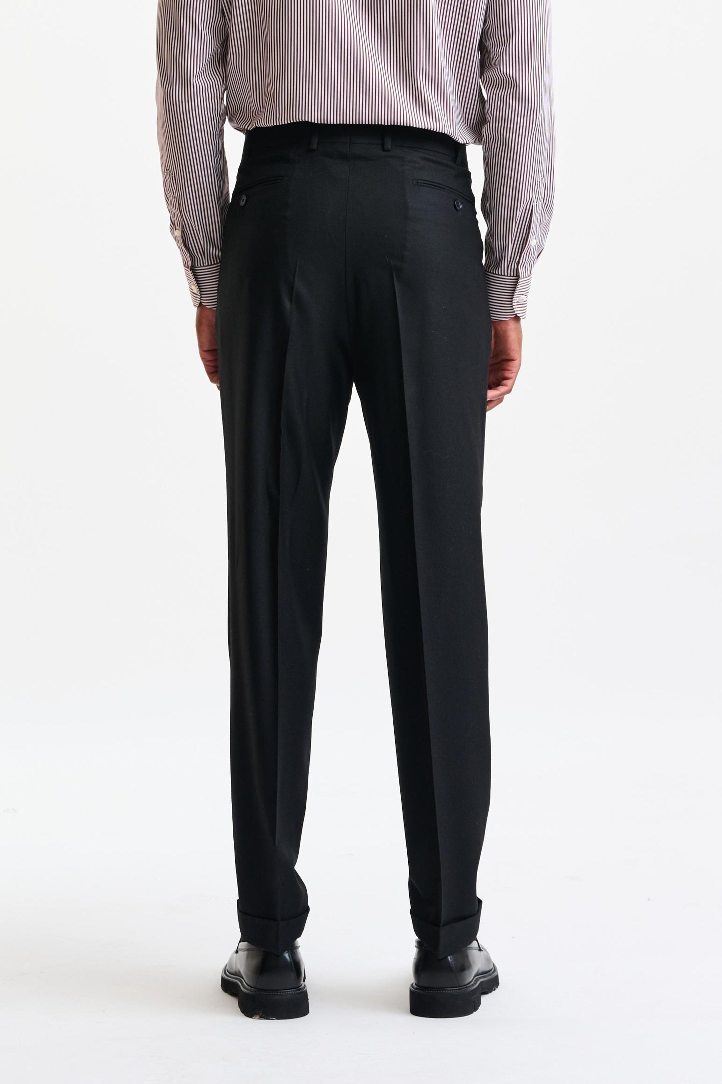 Black 100% Wool Farley Trousers Flannel & Saxony - Image 6