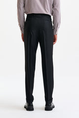 Black 100% Wool Farley Trousers Flannel & Saxony - Image 6