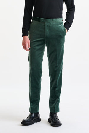 Green 100% Cotton Farley Trousers Fine Velvet - Image 1