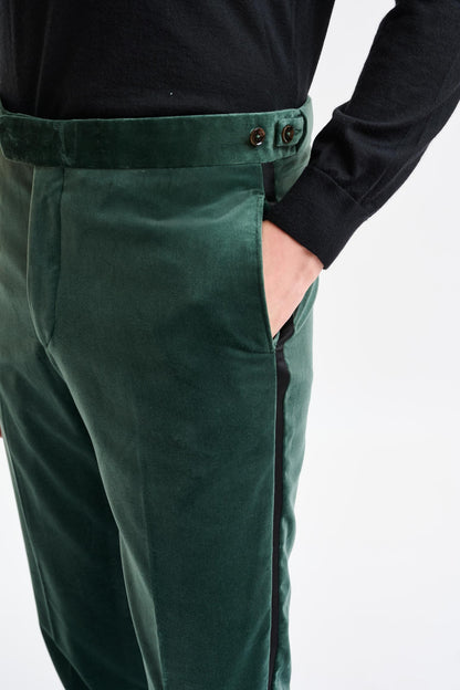Green 100% Cotton Farley Trousers Fine Velvet - Image 3
