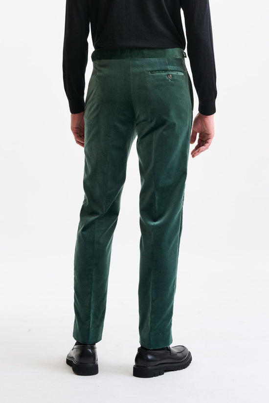 Green 100% Cotton Farley Trousers Fine Velvet - Image 6