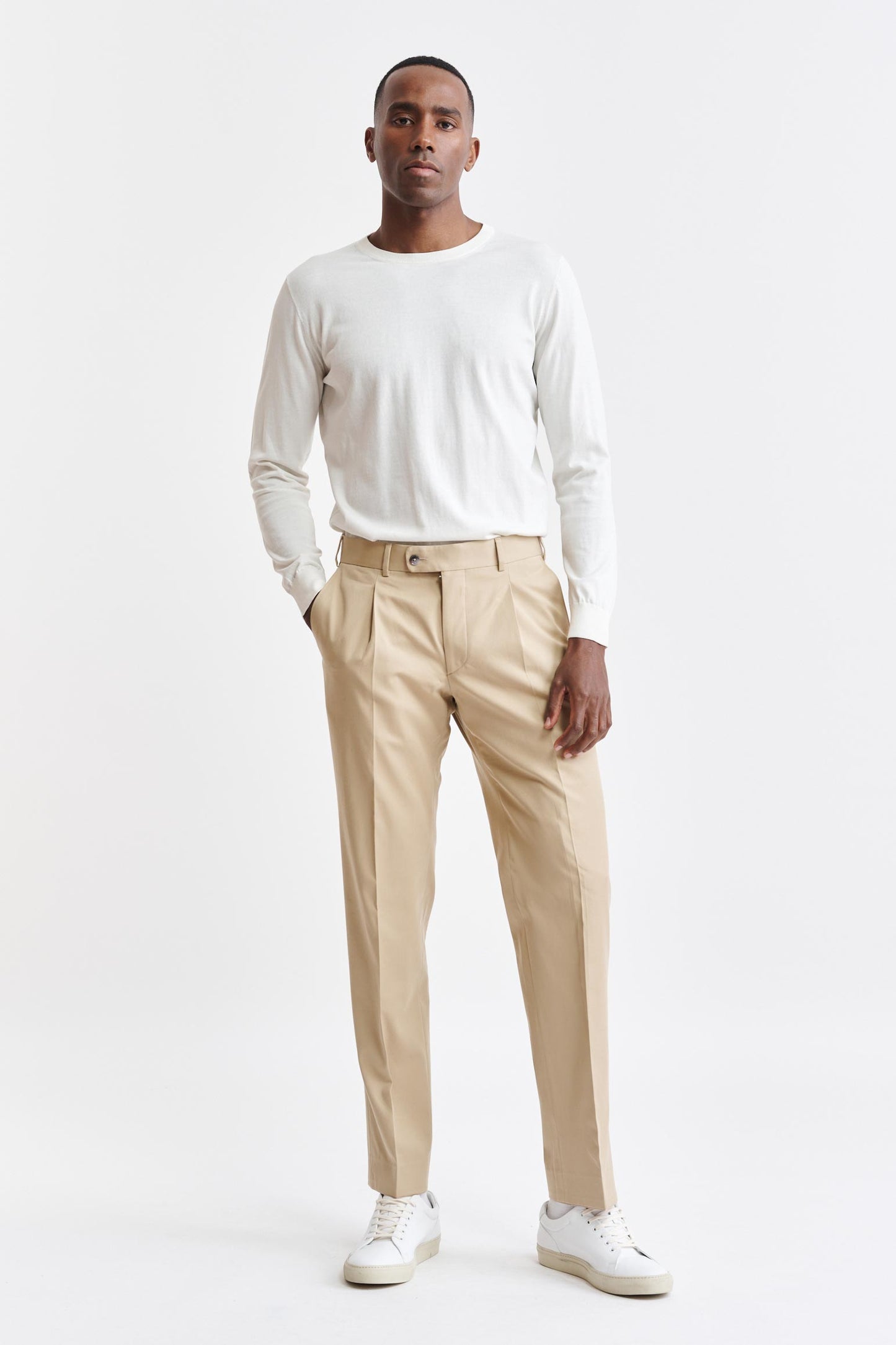 Light Brown Cleeve Trousers Cashmere Cotton